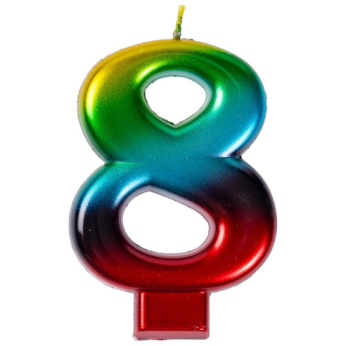 Свеча Цифра Радуга "8" 