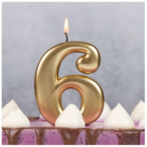 Свеча Цифра Золотая "6" 