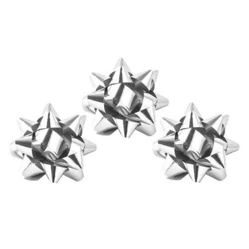 Бант Звезда Серебро Металлик 5см/12шт 1509-1295