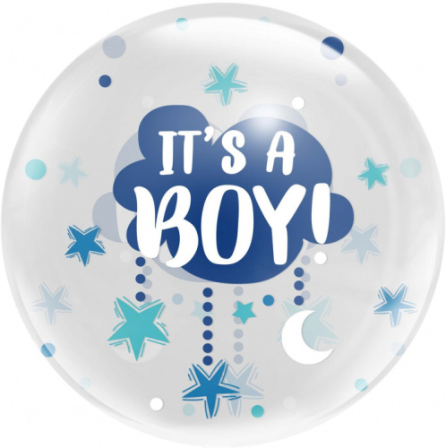 FA 18" Deco Bubble It`s a Boy! Синее Облако, Прозрачный 