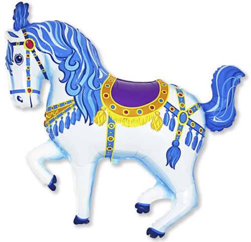 F 14" Мини-фигура Лошадь Карусельная, Синий 