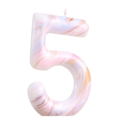 Свеча Цифра Белый Мрамор "5" на Шпажке 