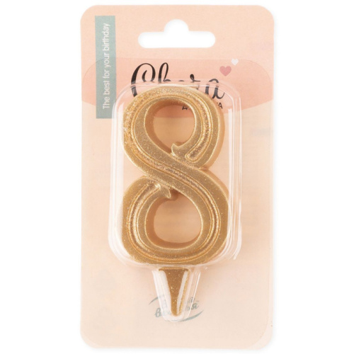 Свеча Цифра Золотая, Грация "8" 