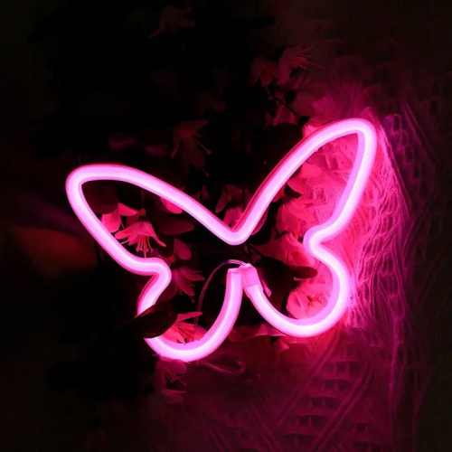 Световая Фигура Бабочка Розовая 16 х 22,5 см 