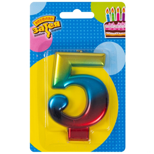 Свеча Цифра Радуга "5" 