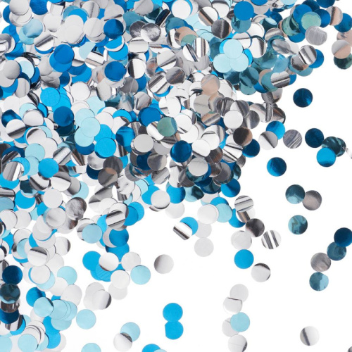 Конфетти Круги Голубой Микс, Металлик 1см/50гр 