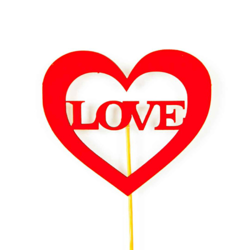 Топпер Сердце LOVE, Красное 10х30см 