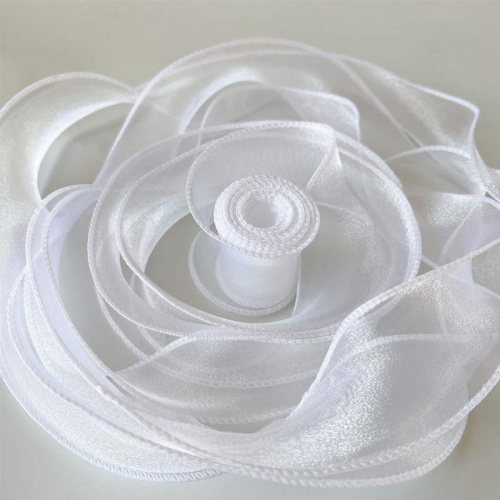 Лента Органза Белая с Окантовкой 40мм/9,14м 