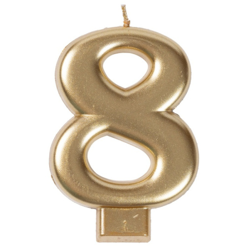 Свеча Цифра Золотая "8" 
