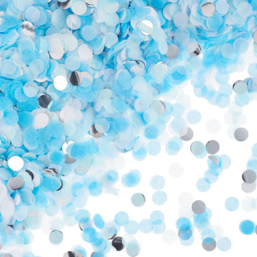 Конфетти Круги Голубые, Белые, Серебро 1см/50гр 