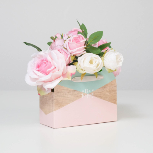 Сумка-Коробка для цветов Be happy 17х13х7см 