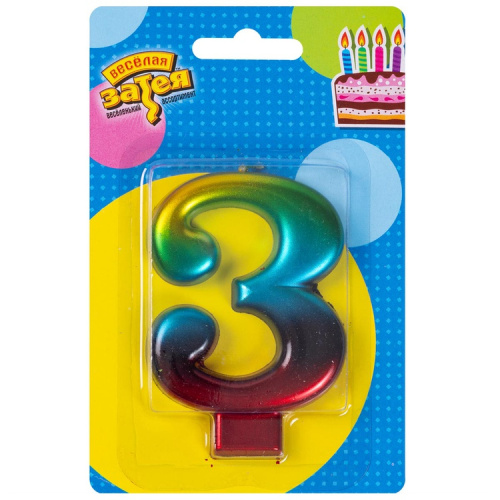 Свеча Цифра Радуга "3" 