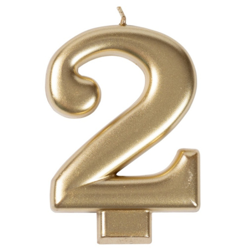 Свеча Цифра Золотая "2" 