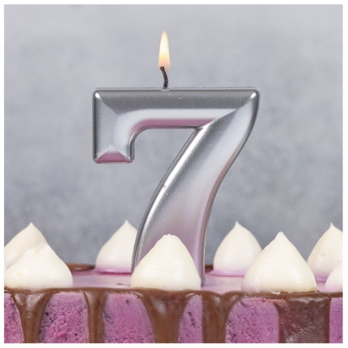 Свеча Цифра Серебряная "7" 