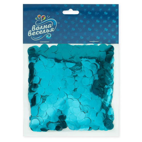 Конфетти Круги Голубые, Металлик 1см/50гр 
