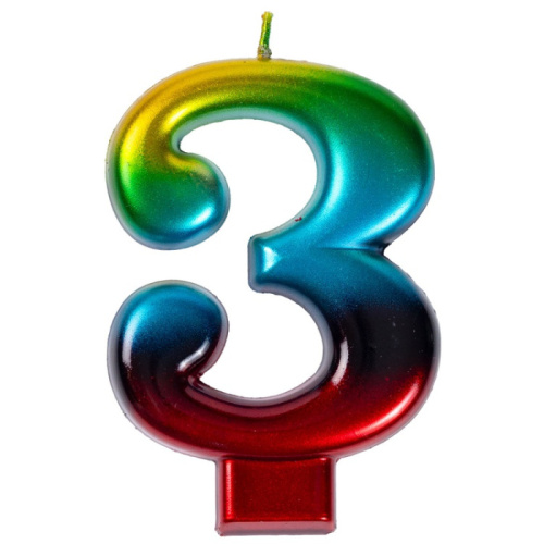 Свеча Цифра Радуга "3" 