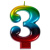 Свеча Цифра Радуга "3" 